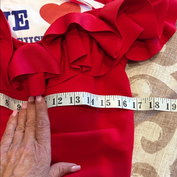 Xscape Red Ruffle Off-Shoulder Gown - - Picture 8 of 8